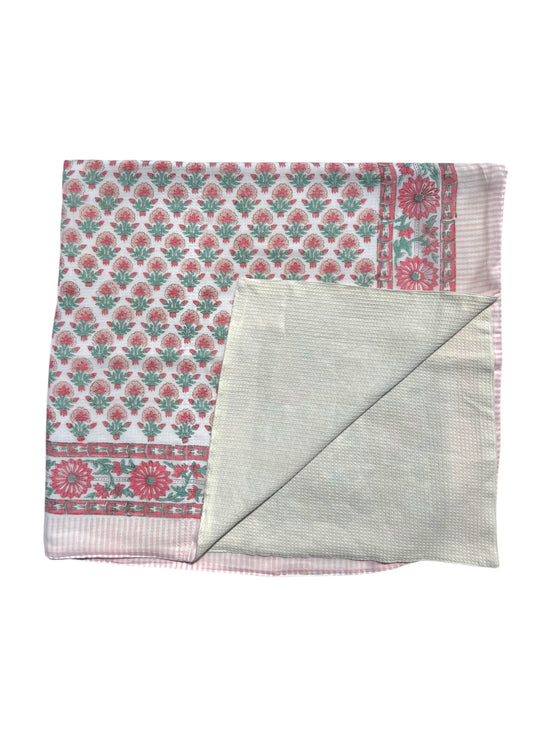 'Pale Pink Shrub' Block Printed Cotton Towel