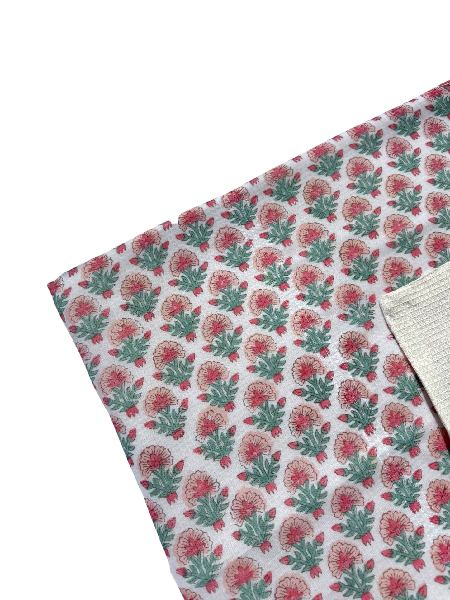 'Pale Pink Shrub' Block Printed Cotton Towel