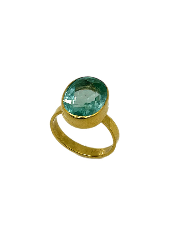 Bezel Set Green Gemstone Ring