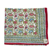 'Blue & Red Fauna' Block Printed Cotton Towel