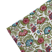 'Blue & Red Fauna' Block Printed Cotton Towel