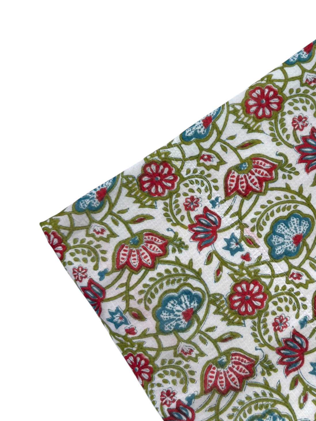 'Blue & Red Fauna' Block Printed Cotton Towel
