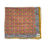 'Pink & Ochre Stacking Flower' Block Printed Cotton Towel