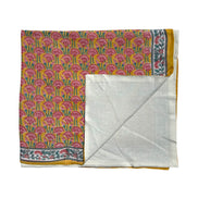 'Pink & Ochre Stacking Flower' Block Printed Cotton Towel
