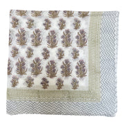 'Taupe Flower' Hand Block Printed Sarong