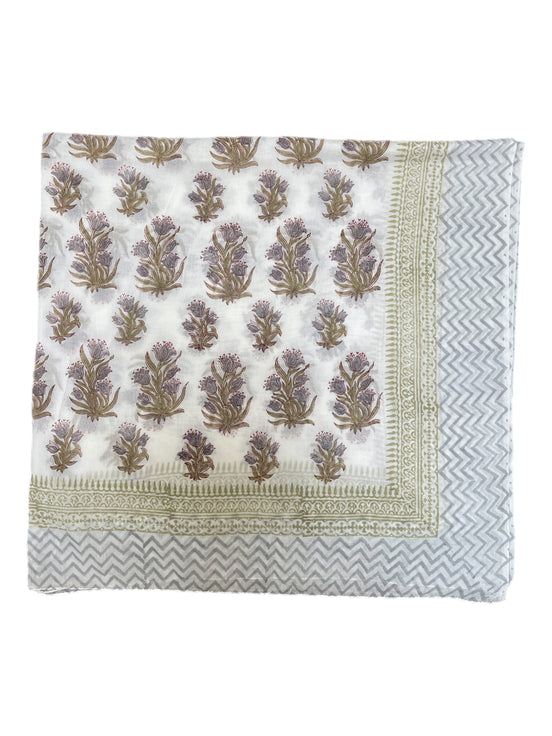 'Taupe Flower' Hand Block Printed Sarong