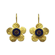 Etched Daisy Gemstone Earrings - Blue & Pink