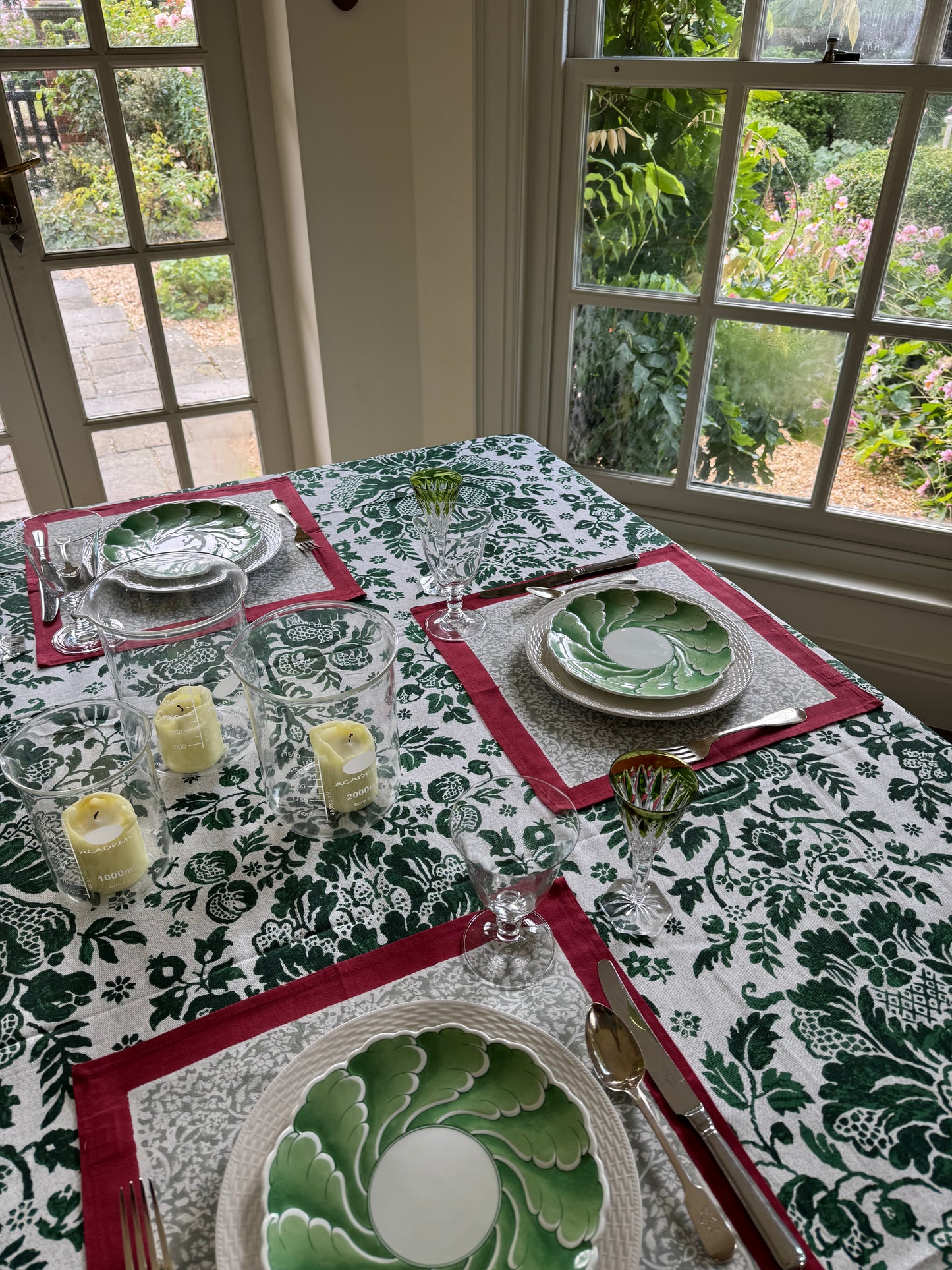 Red and Taupe Foliage Placemats - Set of 6