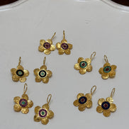 Etched Daisy Gemstone Earrings - Blue & Pink