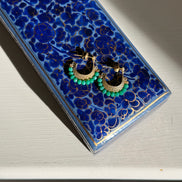 Gemstone Cresent Hoop Earrings - Green