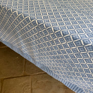 Blue Geometric Flower Hand Block Print Tablecloth