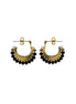 Gemstone Cresent Hoop Earrings - Black
