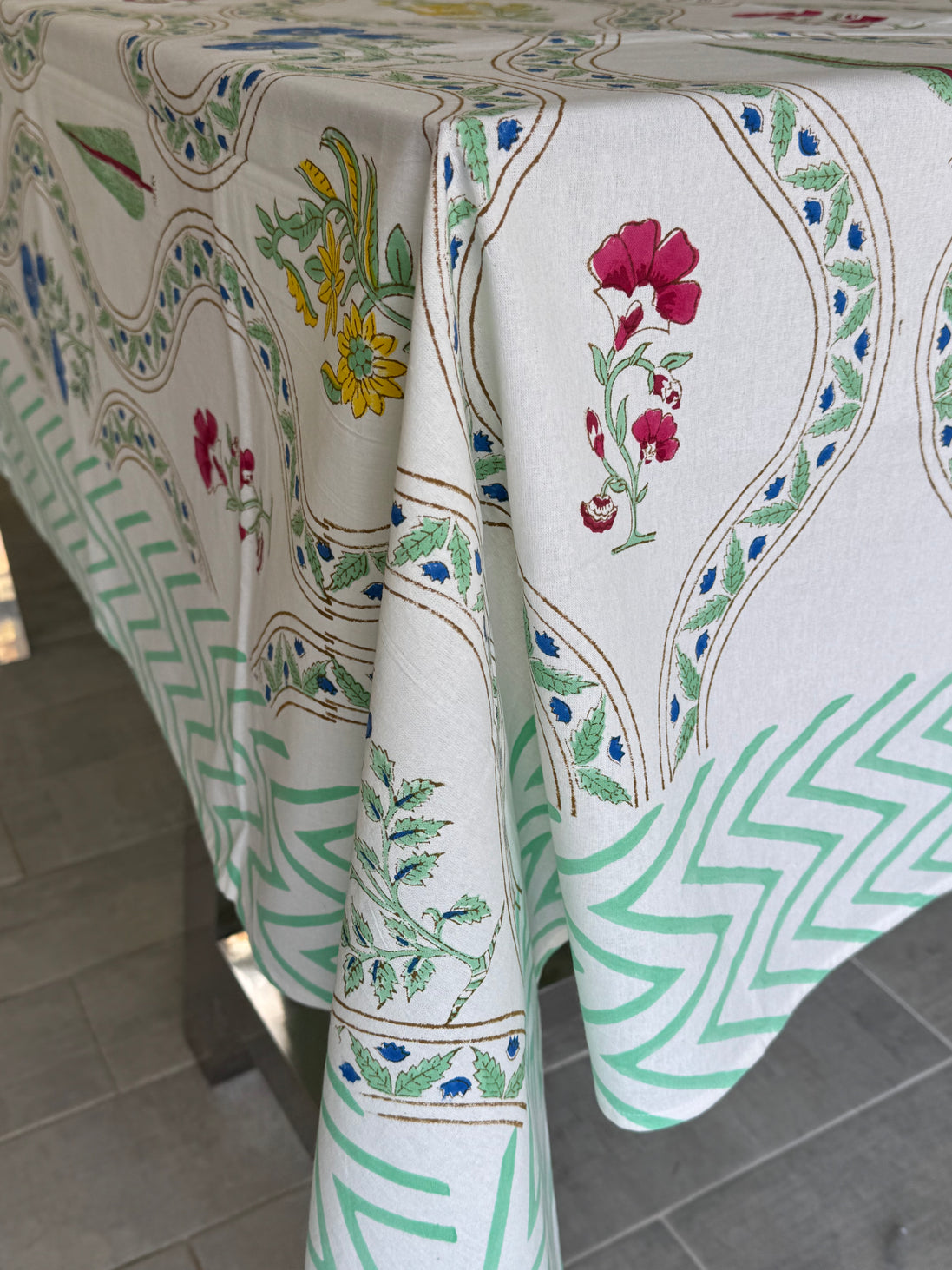 Cypress & Shrub Hand Block Print Tablecloth