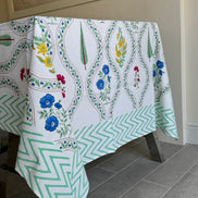 Cypress & Shrub Hand Block Print Tablecloth