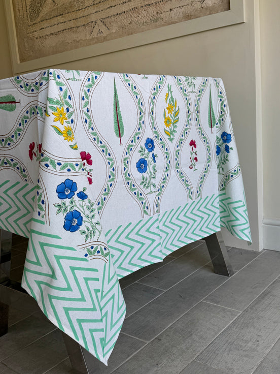 Cypress & Shrub Hand Block Print Tablecloth