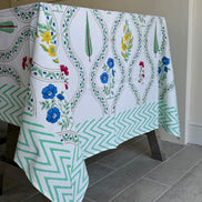 Cypress & Shrub Hand Block Print Tablecloth
