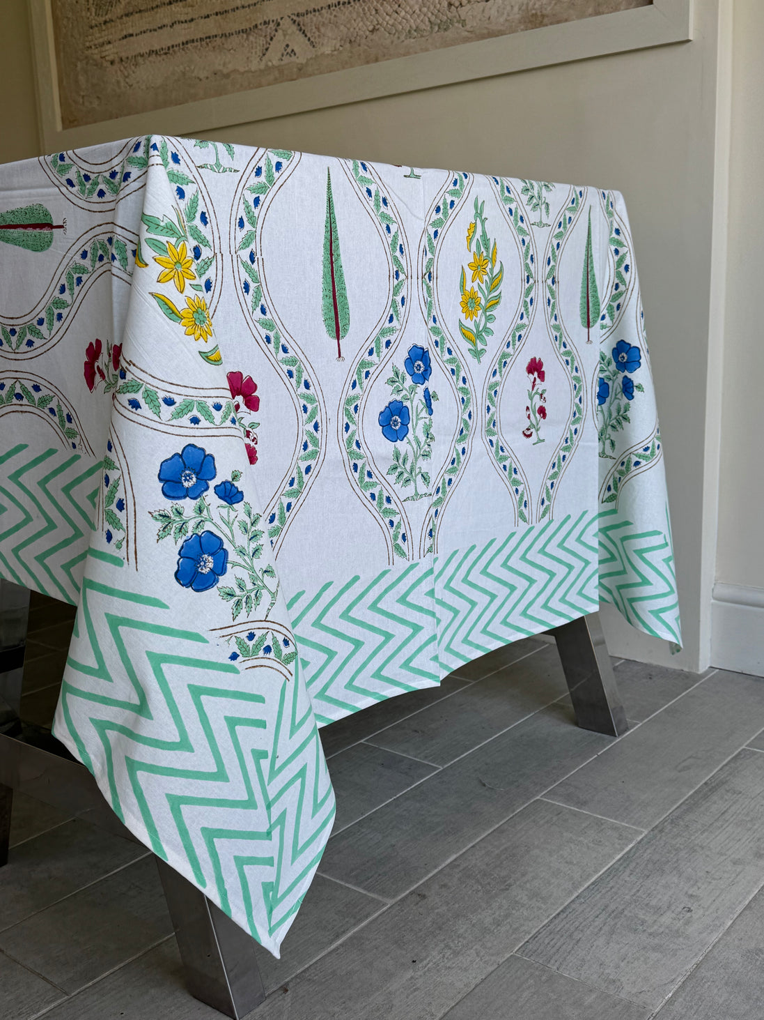 Cypress & Shrub Hand Block Print Tablecloth