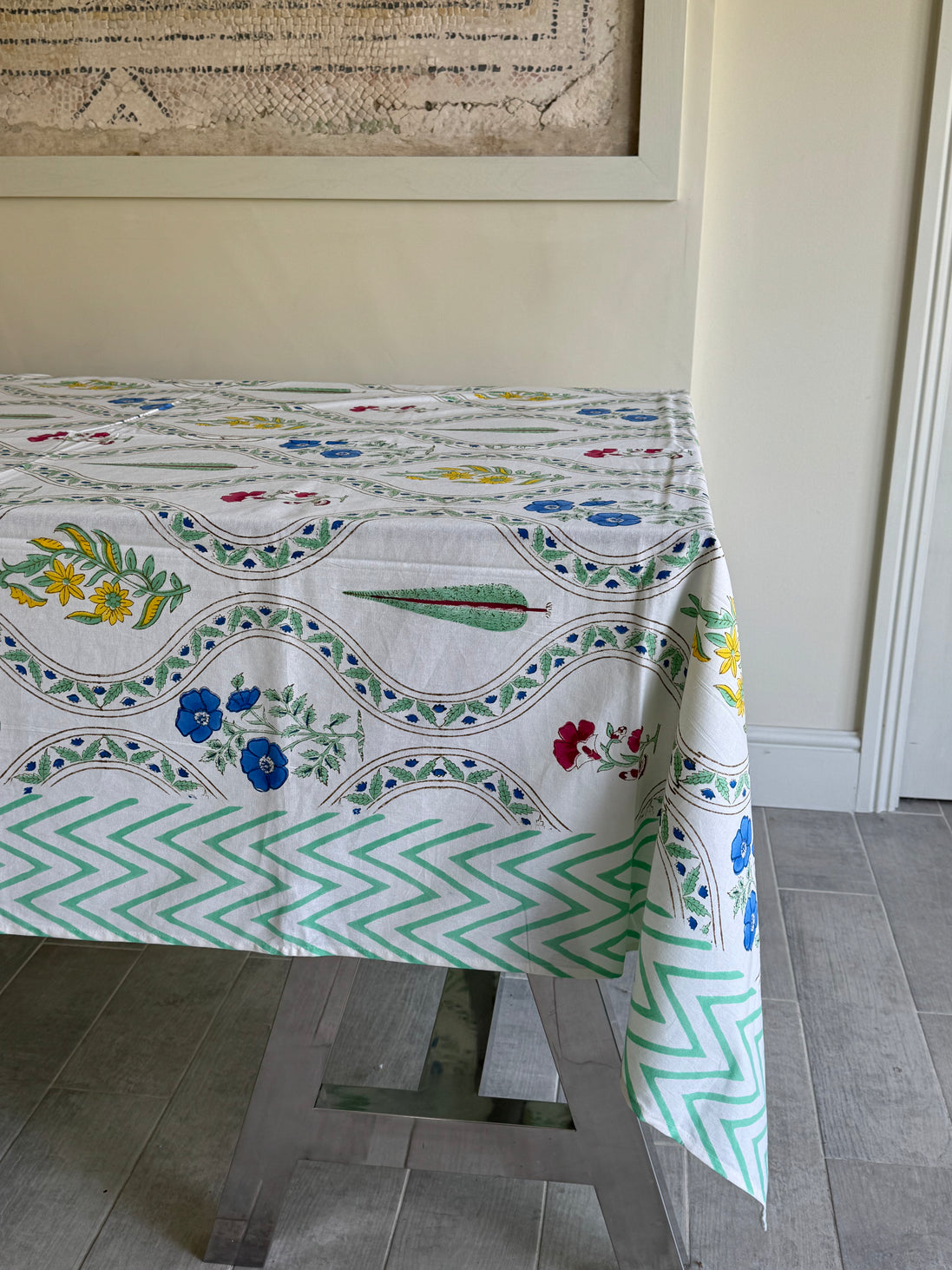 Cypress & Shrub Hand Block Print Tablecloth