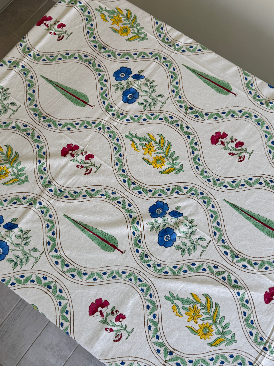 Cypress & Shrub Hand Block Print Tablecloth