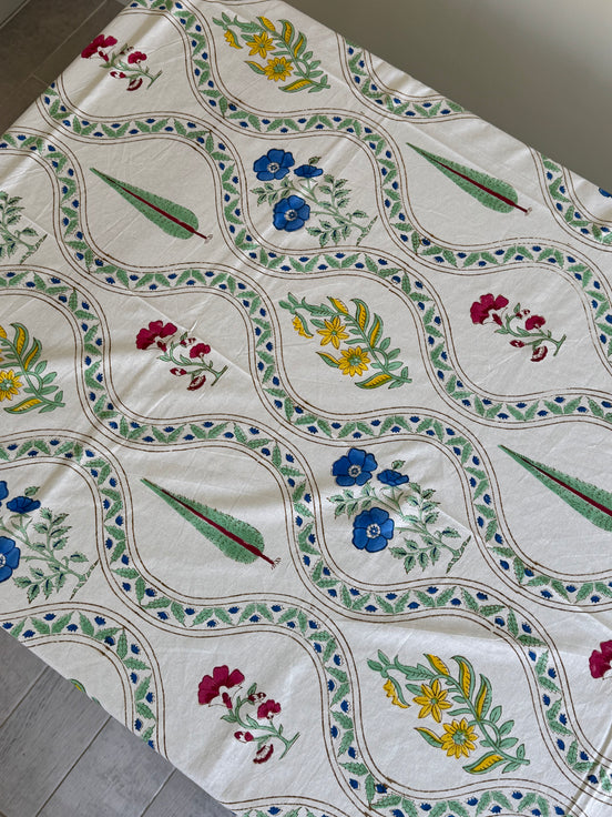 Cypress & Shrub Hand Block Print Tablecloth
