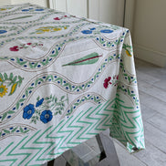 Cypress & Shrub Hand Block Print Tablecloth