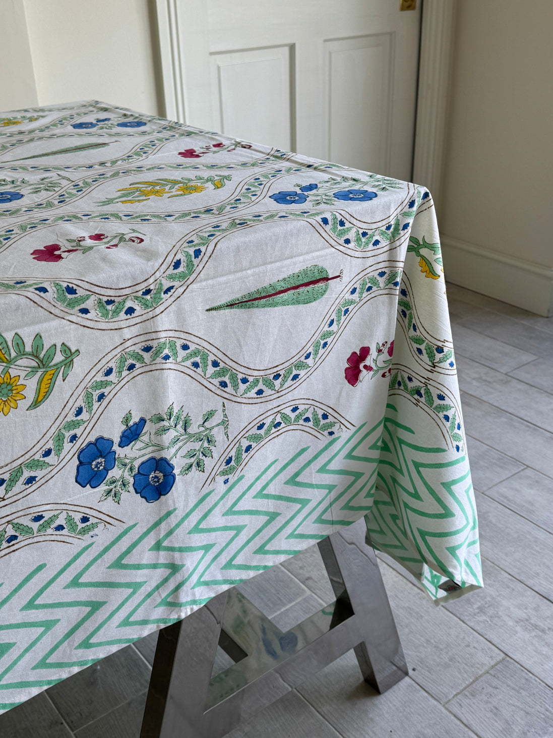 Cypress & Shrub Hand Block Print Tablecloth