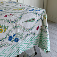 Cypress & Shrub Hand Block Print Tablecloth
