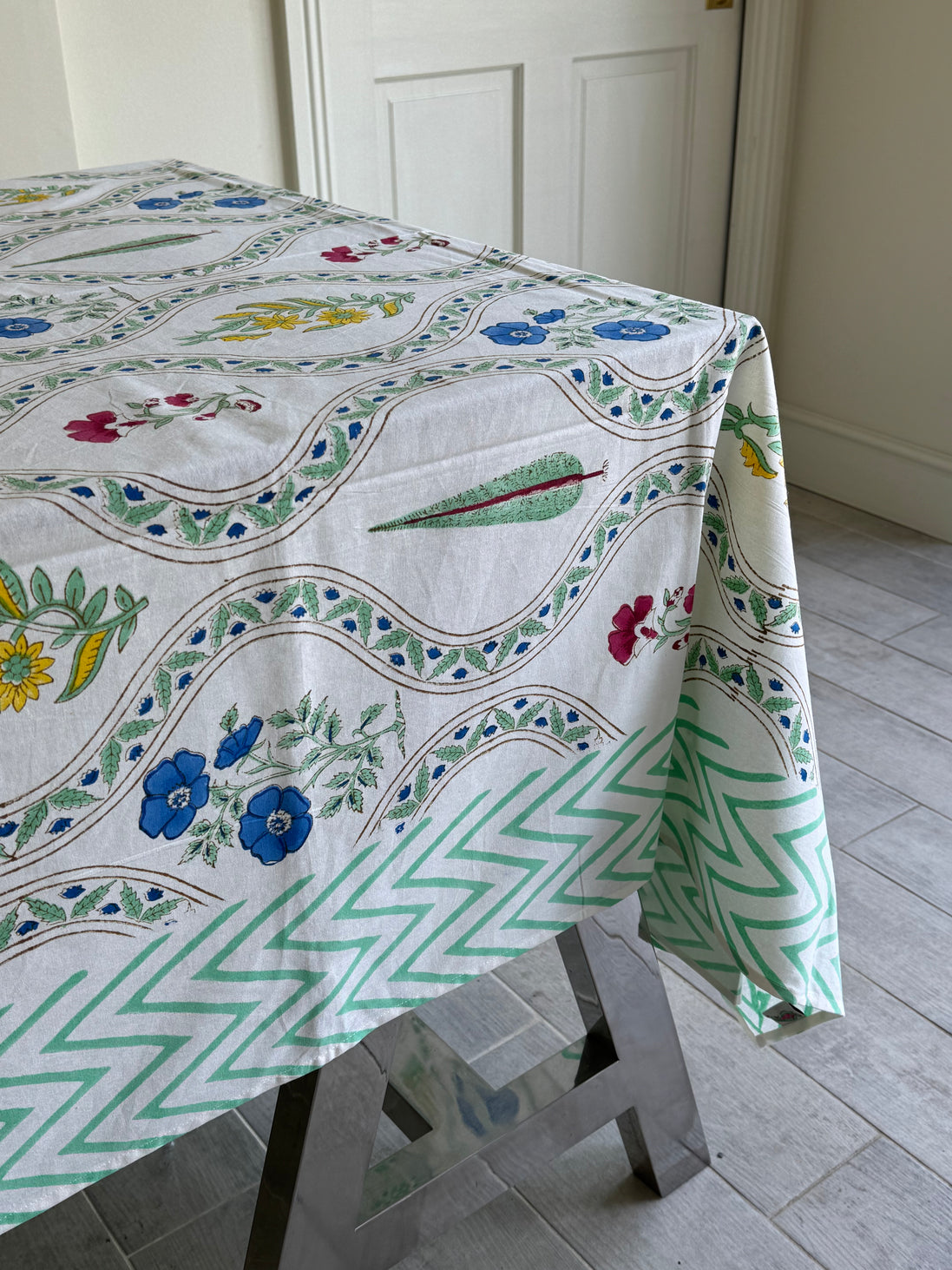 Cypress & Shrub Hand Block Print Tablecloth