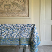Strawberry & Parrot Block Print Tablecloth
