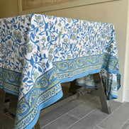 Strawberry & Parrot Block Print Tablecloth