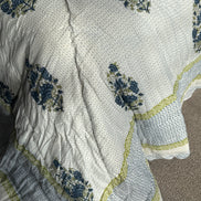 Blue Foliage & Tree Hand Block-Printed Bedspread