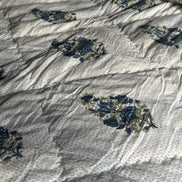 Blue Foliage & Tree Hand Block-Printed Bedspread