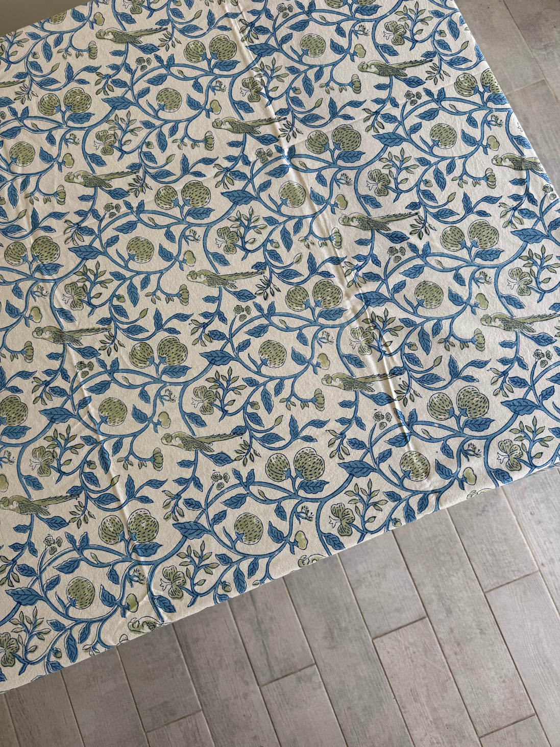 Strawberry & Parrot Block Print Tablecloth