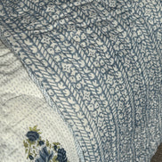 Blue Foliage & Tree Hand Block-Printed Bedspread