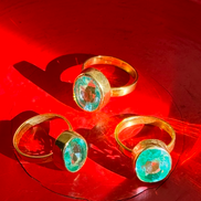 Bezel Set Green Gemstone Ring