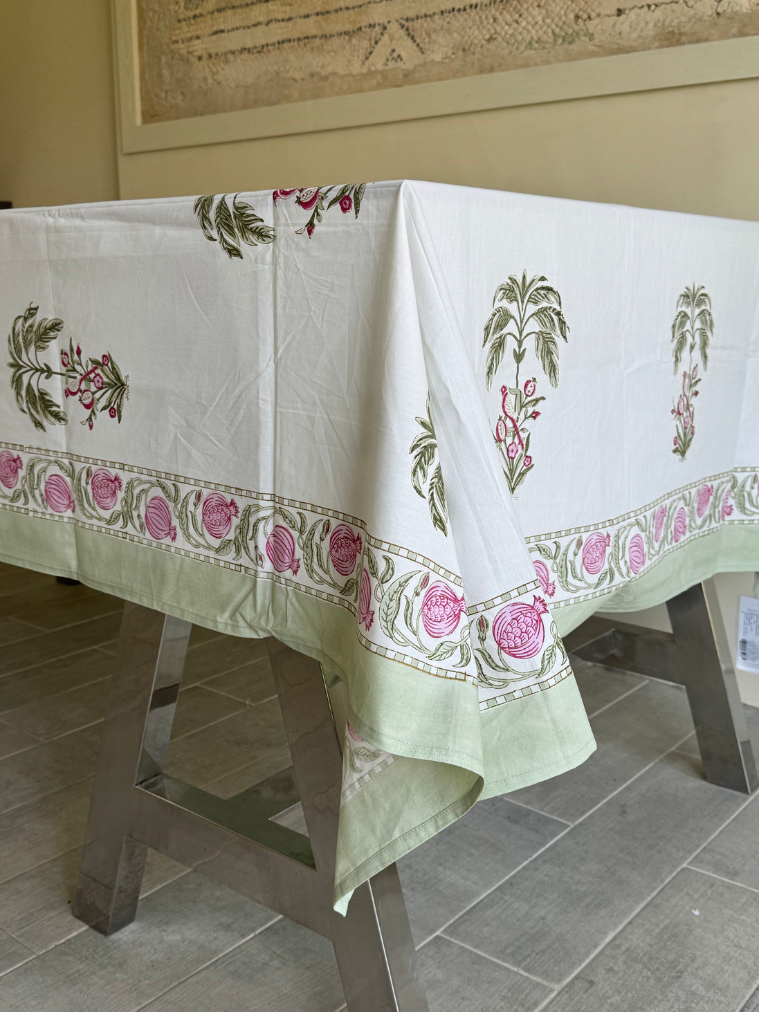 Pomegranate & Palmtree Block Print Tablecloth