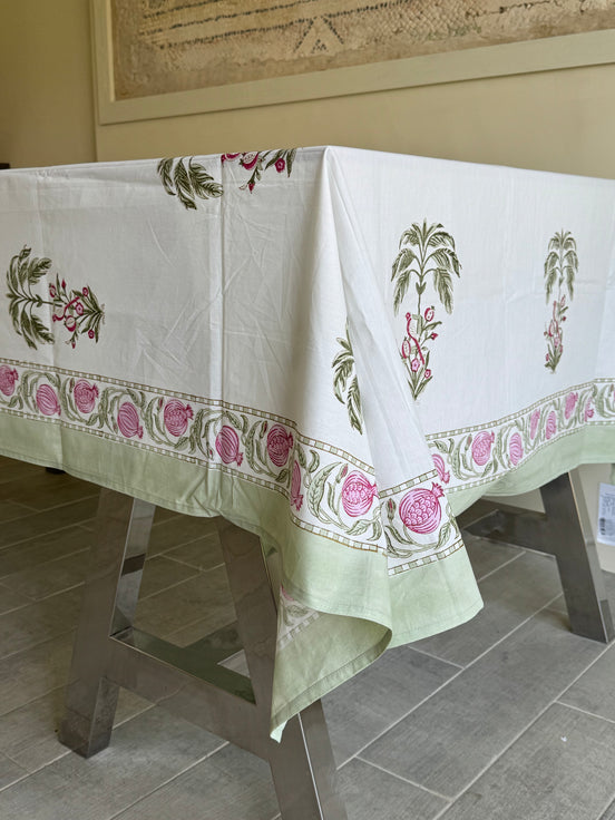 Pomegranate & Palmtree Block Print Tablecloth
