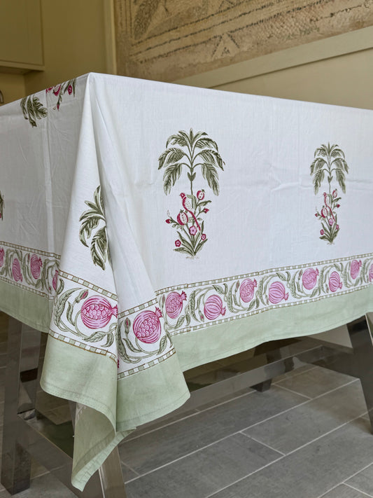 Pomegranate & Palmtree Block Print Tablecloth