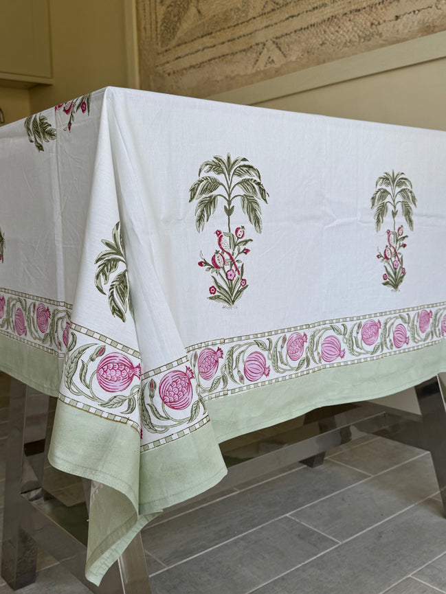 Pomegranate & Palmtree Block Print Tablecloth