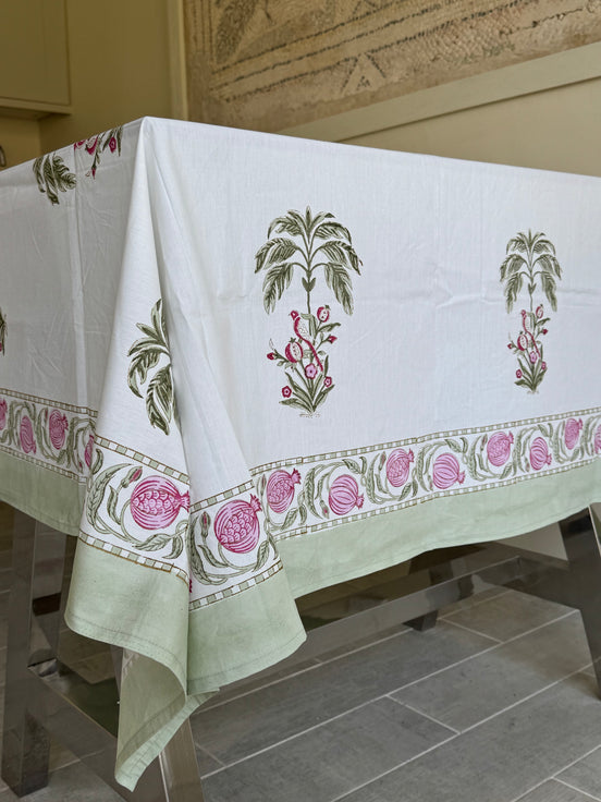Pomegranate & Palmtree Block Print Tablecloth