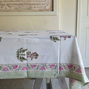Pomegranate & Palmtree Block Print Tablecloth