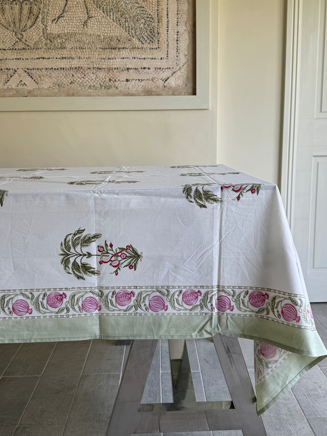 Pomegranate & Palmtree Block Print Tablecloth