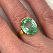 Bezel Set Green Gemstone Ring