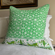Green Geometric & Leopards Large Cushion