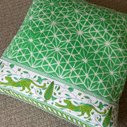 Green Geometric & Leopards Large Cushion