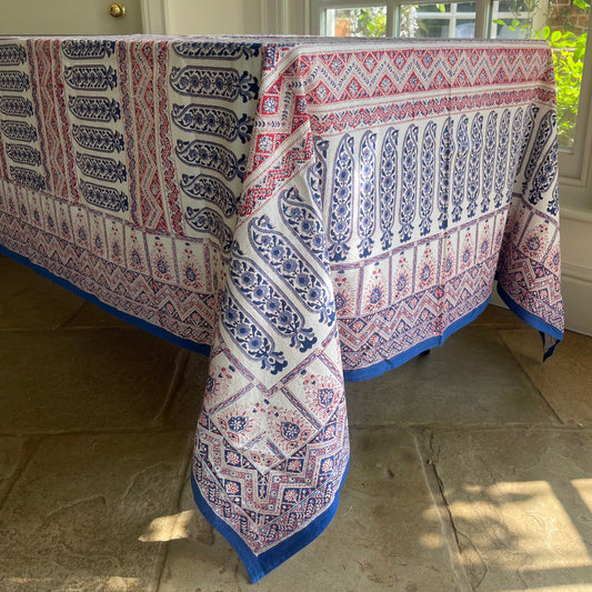 Anokhi Red and Blue Detail Tablecloth