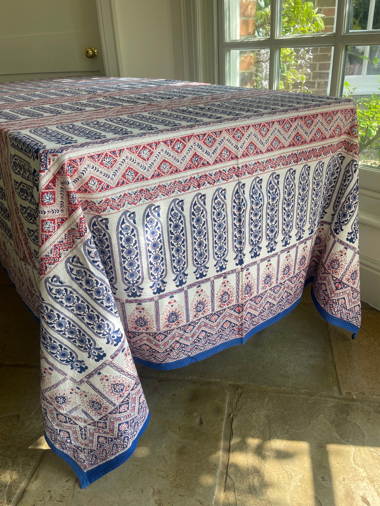 Anokhi Red and Blue Detail Tablecloth