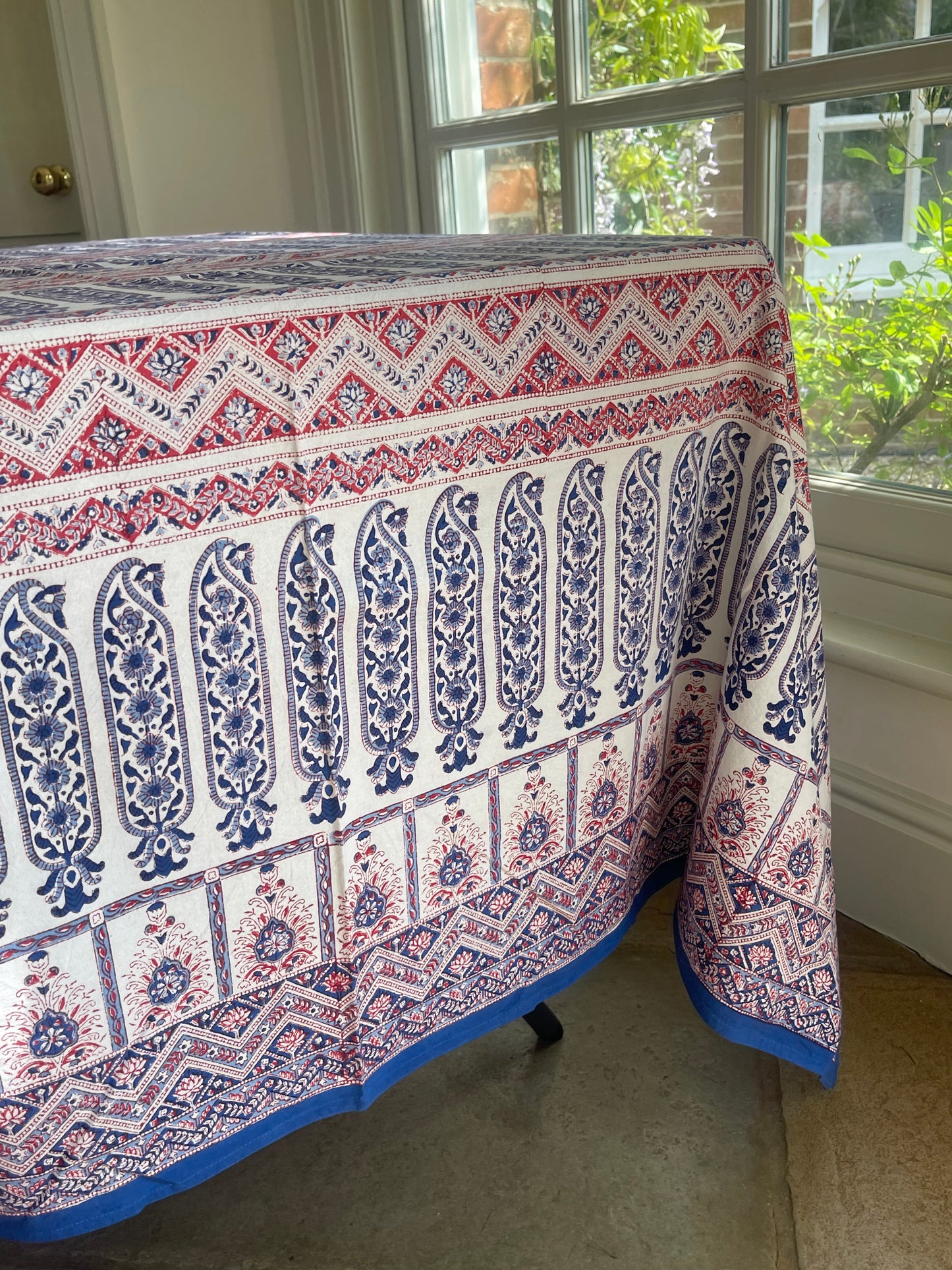 Anokhi Red and Blue Detail Tablecloth