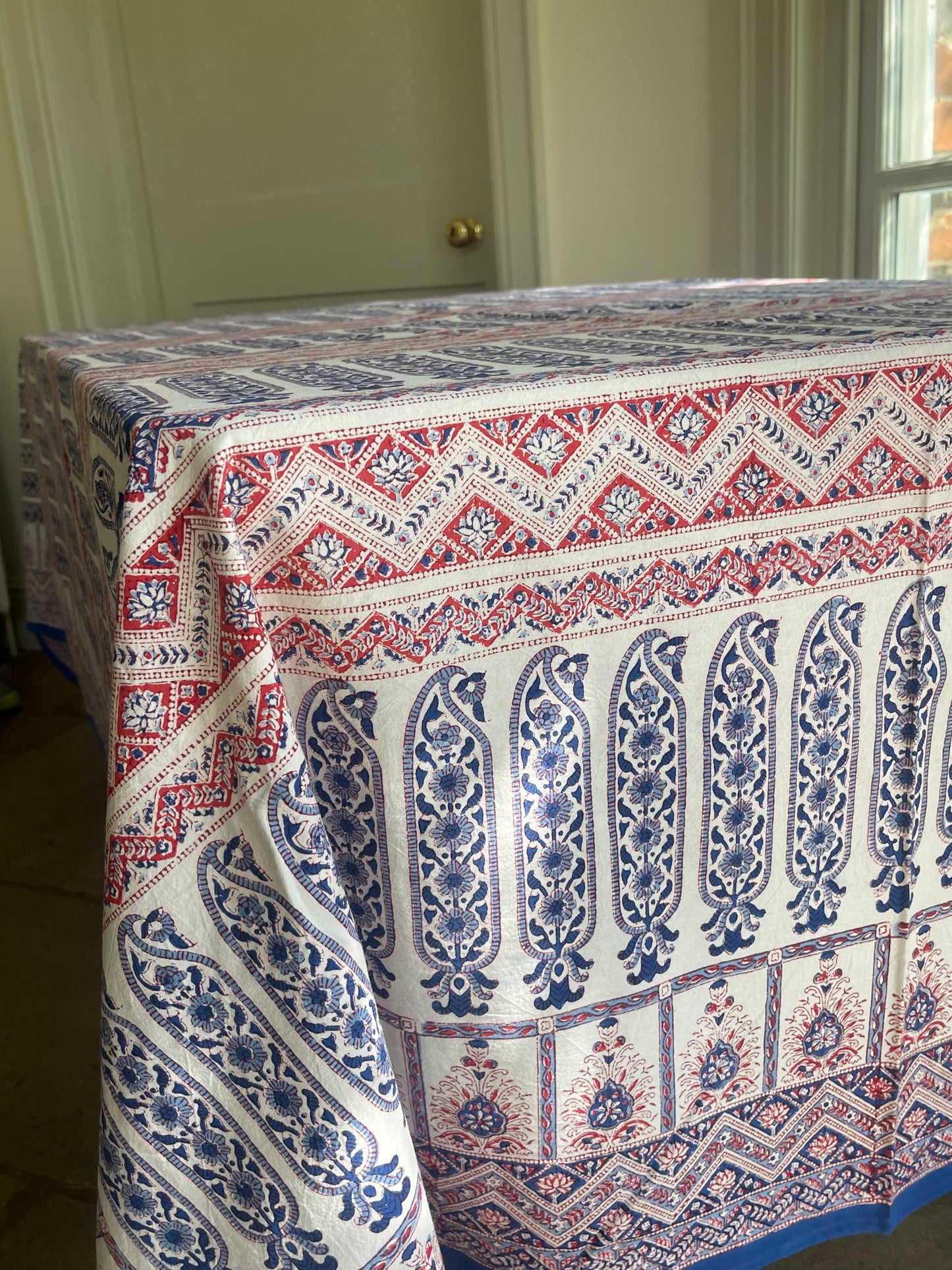 Anokhi Red and Blue Detail Tablecloth