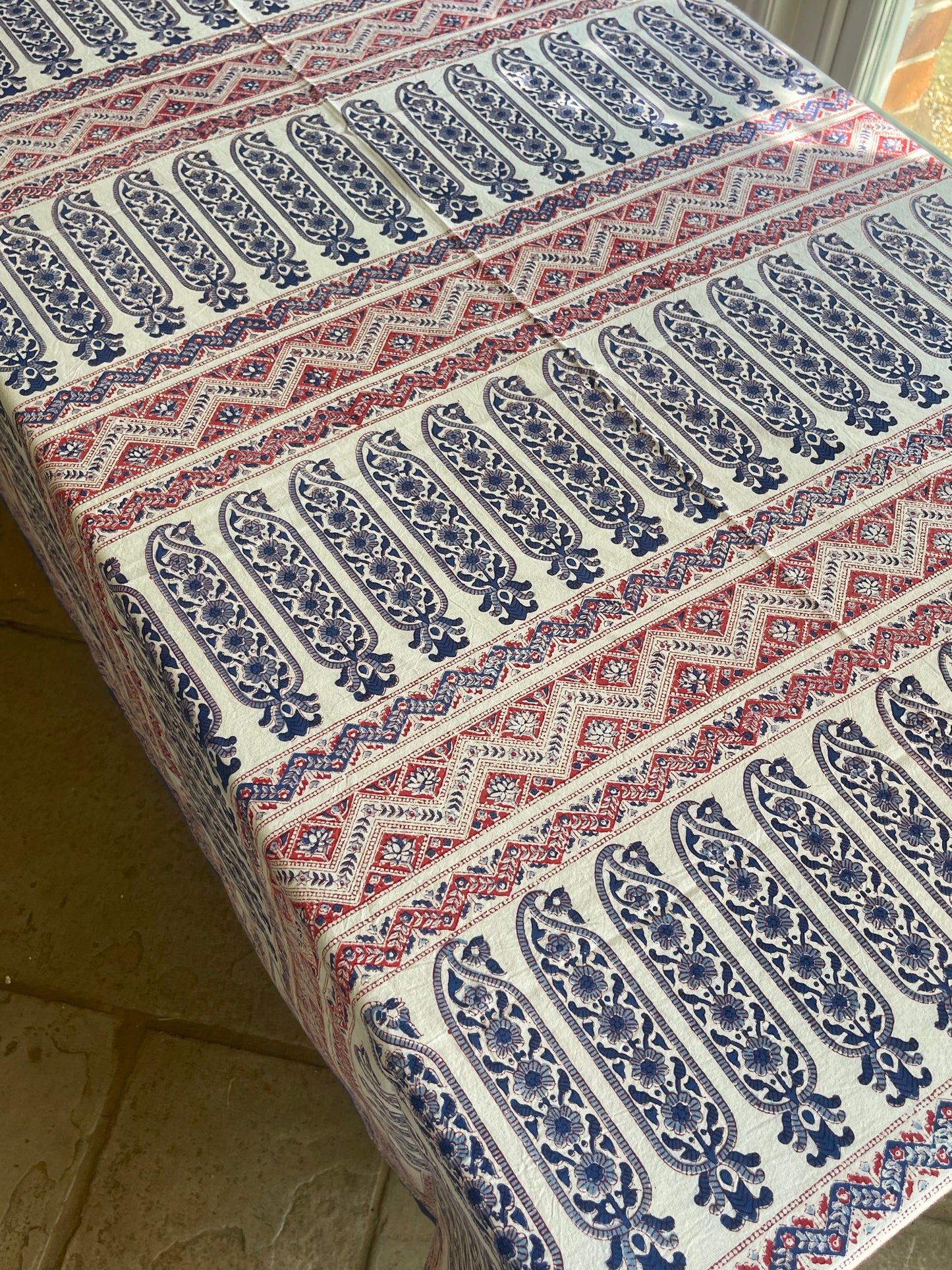 Anokhi Red and Blue Detail Tablecloth